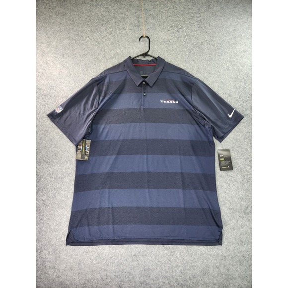 Nike Polo Shirt Mens XXL Blue‎ Stripe Short Sleeve Huston Texans Nfl Football - Picture 1 of 12